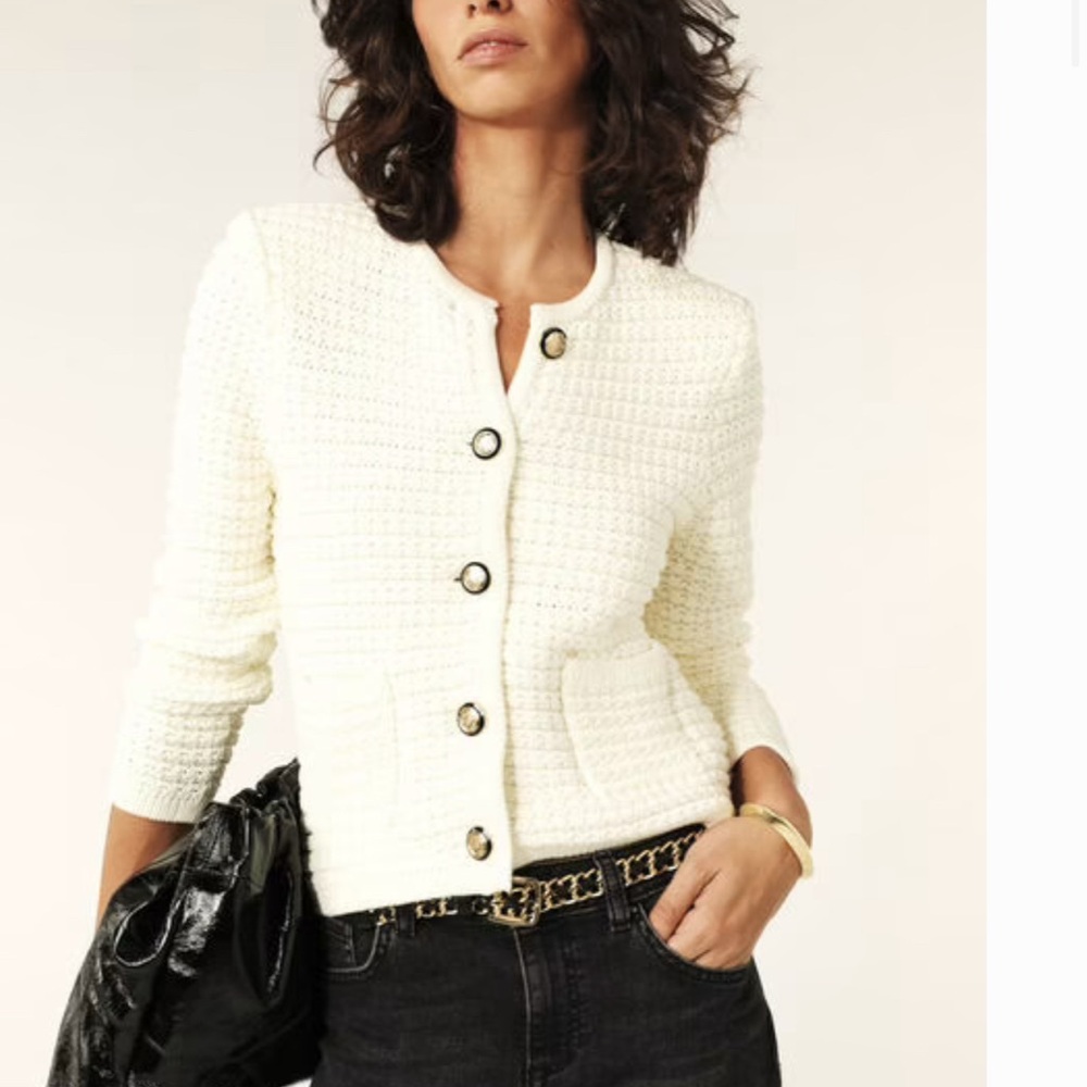 ba&sh Cream Button-Up Cardigan